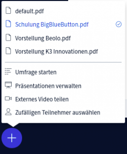 BigBlueButton Version 2.3 - Praesentationen umschalten