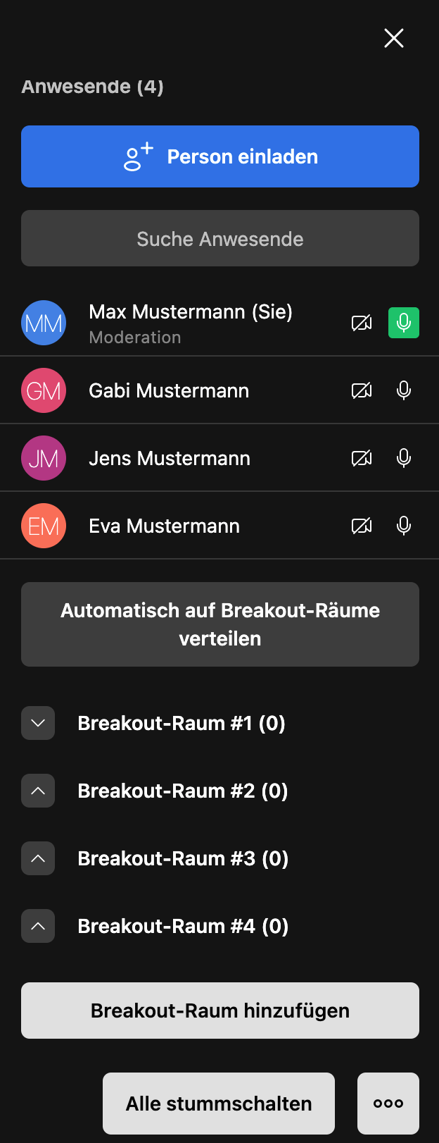 Jitsi Meet Breakout-Räume